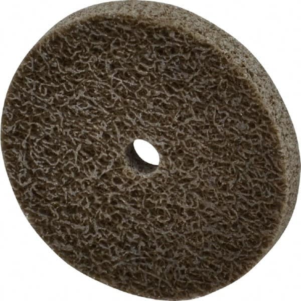 Merit Abrasives - 2" Diam, 1/4" Face Width, 1/4" Center Hole, Fine Grade, Aluminum Oxide Deburring Wheel - Unitized, Medium Density 6 Grade, 22,000 RPM - Caliber Tooling