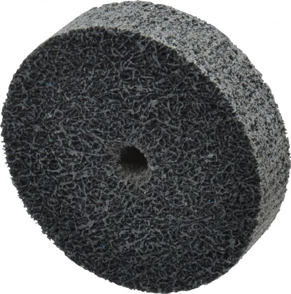 Merit Abrasives - 2" Diam, 1/2" Face Width, 1/4" Center Hole, Fine Grade, Silicon Carbide Deburring Wheel - Unitized, Medium Density 6 Grade, 22,000 RPM - Caliber Tooling