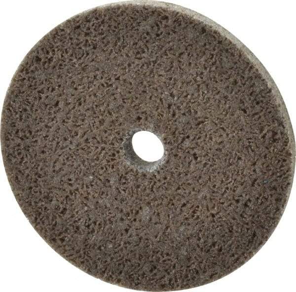 Merit Abrasives - 2" Diam, 1/8" Face Width, 1/4" Center Hole, Medium Grade, Aluminum Oxide Deburring Wheel - Unitized, Hard Density 8 Grade, 22,000 RPM - Caliber Tooling