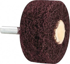 Merit Abrasives - 2" Diam, Medium Mounted Scrubber Buffing Wheel - 3 Ply, Medium Grade, 1/4" Shank Diam, 12,000 RPM - Caliber Tooling