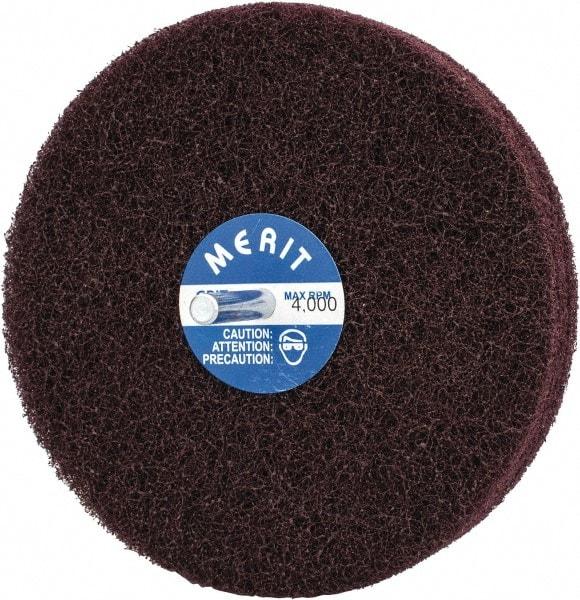 Merit Abrasives - 5" Diam, Medium Mounted Scrubber Buffing Wheel - 3 Ply, Medium Grade, 1/4" Shank Diam, 4,000 RPM - Caliber Tooling