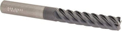 SGS - 7/16", 5 Flute, Single End, Solid Carbide, 0.015" Corner Radius End Mill - 4" OAL, 45° Helix, Right Hand Flute, 2" LOC, Right Hand Cut - Caliber Tooling