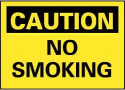 NMC - "Caution - No Smoking", 7" Long x 10" Wide, Pressure-Sensitive Vinyl Safety Sign - Rectangle, 0.004" Thick, Use for Accident Prevention - Caliber Tooling