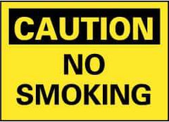 NMC - "Caution - No Smoking", 7" Long x 10" Wide, Pressure-Sensitive Vinyl Safety Sign - Rectangle, 0.004" Thick, Use for Accident Prevention - Caliber Tooling