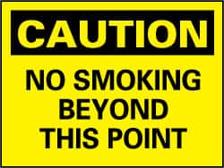 NMC - "Caution - No Smoking Beyond This Point", 7" Long x 10" Wide, Pressure-Sensitive Vinyl Safety Sign - Rectangle, 0.004" Thick, Use for Accident Prevention - Caliber Tooling