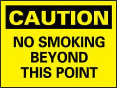 NMC - "Caution - No Smoking Beyond This Point", 7" Long x 10" Wide, Pressure-Sensitive Vinyl Safety Sign - Rectangle, 0.004" Thick, Use for Accident Prevention - Caliber Tooling