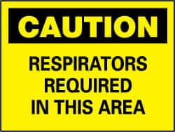 NMC - "Caution - Respirators Required in This Area", 7" Long x 10" Wide, Rigid Plastic Safety Sign - Rectangle, 0.05" Thick, Use for Accident Prevention - Caliber Tooling