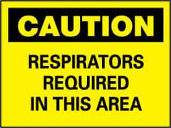 NMC - "Caution - Respirators Required in This Area", 7" Long x 10" Wide, Pressure-Sensitive Vinyl Safety Sign - Rectangle, 0.004" Thick, Use for Accident Prevention - Caliber Tooling