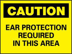 NMC - "Caution - Ear Protection Required in This Area", 10" Long x 14" Wide, Fiberglass Safety Sign - Rectangle, 0.095" Thick, Use for Accident Prevention - Caliber Tooling