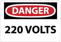 NMC - "Danger - 220 Volts", 10" Long x 14" Wide, Rigid Plastic Safety Sign - Rectangle, 0.05" Thick, Use for Accident Prevention - Caliber Tooling