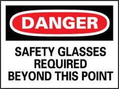 NMC - "Danger - Safety Glasses Must Be Worn While Operating This Machine", 7" Long x 10" Wide, Pressure-Sensitive Vinyl Safety Sign - Rectangle, 0.004" Thick, Use for Accident Prevention - Caliber Tooling