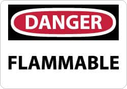 NMC - Danger - Flammable, Pressure Sensitive Vinyl Fire Sign - 10" Wide x 7" High - Caliber Tooling