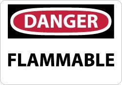 NMC - Danger - Flammable, Plastic Fire Sign - 10" Wide x 7" High - Caliber Tooling