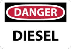 NMC - "Danger - Diesel", 10" Long x 14" Wide, Rigid Plastic Safety Sign - Rectangle, 0.05" Thick, Use for Hazardous Materials - Caliber Tooling