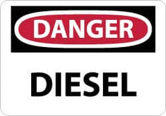 NMC - "Danger - Diesel", 10" Long x 14" Wide, Aluminum Safety Sign - Rectangle, 0.04" Thick, Use for Hazardous Materials - Caliber Tooling