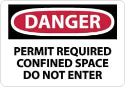 NMC - "Danger - Permit Required - Confined Space - Do Not Enter", 10" Long x 14" Wide, Aluminum Safety Sign - Rectangle, 0.04" Thick, Use for Accident Prevention - Caliber Tooling