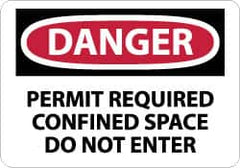 NMC - "Danger - Permit Required - Confined Space - Do Not Enter", 10" Long x 14" Wide, Aluminum Safety Sign - Rectangle, 0.04" Thick, Use for Accident Prevention - Caliber Tooling