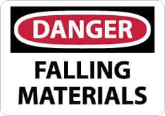 NMC - "Danger - Falling Materials", 7" Long x 10" Wide, Rigid Plastic Safety Sign - Rectangle, 0.05" Thick, Use for Accident Prevention - Caliber Tooling