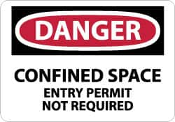 NMC - "Danger - Confined Space - Entry Permit Not Required", 7" Long x 10" Wide, Pressure-Sensitive Vinyl Safety Sign - Rectangle, 0.004" Thick, Use for Accident Prevention - Caliber Tooling