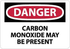 NMC - "Danger - Carbon Monoxide May Be Present", 7" Long x 10" Wide, Rigid Plastic Safety Sign - Rectangle, 0.05" Thick, Use for Hazardous Materials - Caliber Tooling