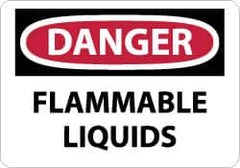 NMC - "Danger - Flammable Liquids", 7" Long x 10" Wide, Pressure-Sensitive Vinyl Safety Sign - Rectangle, 0.004" Thick, Use for Hazardous Materials - Caliber Tooling