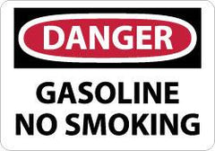 NMC - "Danger - Gasoline - No Smoking", 10" Long x 14" Wide, Aluminum Safety Sign - Rectangle, 0.04" Thick, Use for Accident Prevention - Caliber Tooling