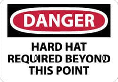 NMC - "Danger - Hard Hat Required Beyond This Point", 10" Long x 14" Wide, Aluminum Safety Sign - Rectangle, 0.04" Thick, Use for Accident Prevention - Caliber Tooling