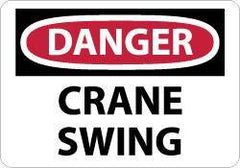 NMC - "Danger - Crane Swing", 10" Long x 14" Wide, Pressure-Sensitive Vinyl Safety Sign - Rectangle, 0.004" Thick, Use for Accident Prevention - Caliber Tooling