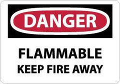 NMC - Danger - Flammable - Keep Fire Away, Pressure Sensitive Vinyl Fire Sign - 10" Wide x 7" High - Caliber Tooling