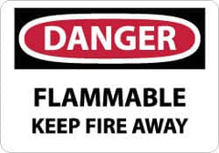 NMC - Danger - Flammable - Keep Fire Away, Pressure Sensitive Vinyl Fire Sign - 14" Wide x 10" High - Caliber Tooling