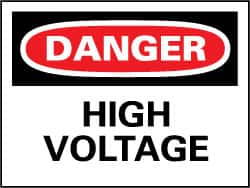 NMC - "Danger - High Voltage", 14" Long x 20" Wide, Aluminum Safety Sign - Rectangle, 0.04" Thick, Use for Accident Prevention - Caliber Tooling