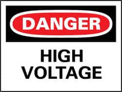 NMC - "Danger - High Voltage", 14" Long x 20" Wide, Pressure-Sensitive Vinyl Safety Sign - Rectangle, 0.004" Thick, Use for Accident Prevention - Caliber Tooling