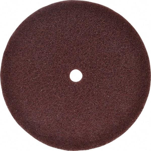 3M - 6" Fine Grade Aluminum Oxide Deburring Disc - 1/2" Center Hole, Arbor Connection, Maroon, 4,000 Max RPM - Caliber Tooling