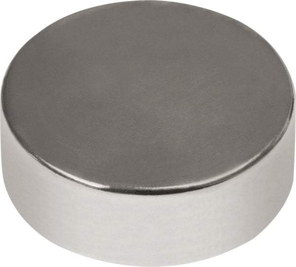 Mag-Mate - 3/4" Diam x 1/4" High Neodymium Rare Earth Magnet - 10.7 Lb Max Capacity, 180°F Max, Nickel Plated - Caliber Tooling