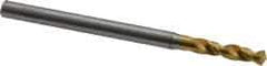 OSG - #37 130° Spiral Flute Vanadium High Speed Steel Screw Machine Drill Bit - TiN Finish, Right Hand Cut, 14mm Flute Length, 46mm OAL, Faceted Point, Straight Shank - Caliber Tooling