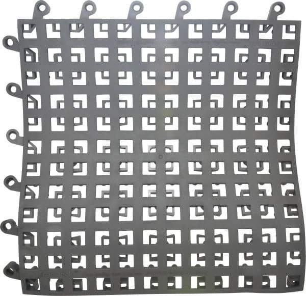 Wearwell - 18" Long x 18" Wide x 7/8" Thick, Anti-Fatigue Modular Matting Soft Open Grid - Male & Female, 4 Interlocking Sides, Charcoal, For Dry & Wet Areas, Series 564 - Caliber Tooling