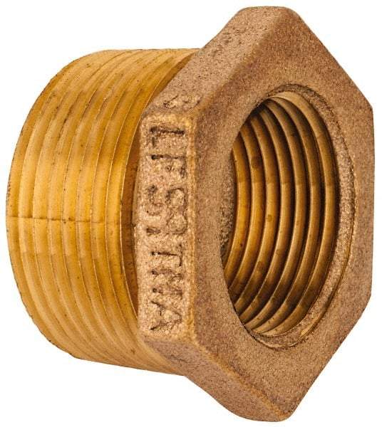 Merit Brass - Class 125, 1-1/4 x 1" Internal Pipe, Lead Free Brass Hex Bushing - MNPT x FNPT - Caliber Tooling