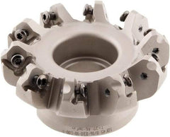 Iscar - 3" Cut Diam, 1" Arbor Hole, 0.138" Max Depth of Cut, 45° Indexable Chamfer & Angle Face Mill - 10 Inserts, ONHU 0505\xB6OXMT 0507\xB6S845 SN.U 1305 Insert, Right Hand Cut, 10 Flutes, Series Helido - Caliber Tooling