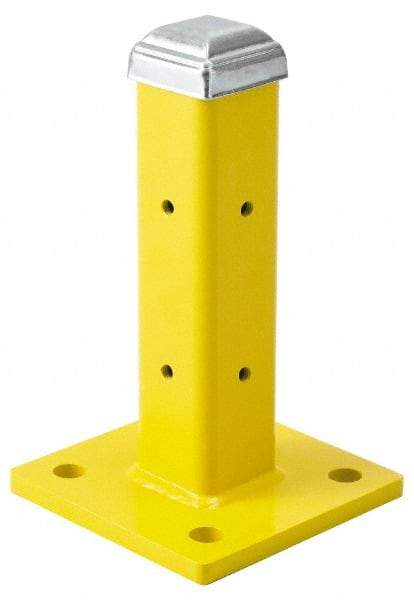 Steel King - Single 12 Inch High Corner and Center Steel Guard Rail Mount Post - Yellow, For Use with Steel King Railing - Caliber Tooling