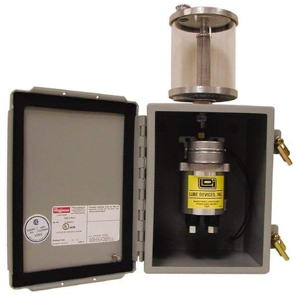 LDI Industries - 168 Cu. Inch Reservoir Capacity, 0.16 cc Output per Cycle, 6 Outlet Box-Mounted Central Lubrication System Air-Operated Pump - Grease, 1/8-27 Outlet Thread, NPTF - Caliber Tooling