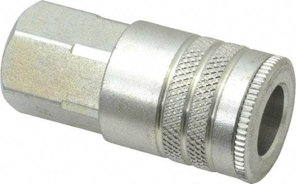 Parker - 3/8-18 Female NPTF Industrial Pneumatic Hose Coupler - Steel, 3/8" Body Diam - Caliber Tooling