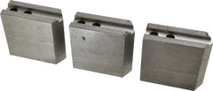 H & R Manufacturing - 1.5mm x 60° Serrated Attachment, Square Soft Lathe Chuck Jaw - 3 Jaws, Steel, 0.787" Btw Mount Hole Ctrs, 3-1/8" Long x 1-1/4" Wide x 3" High, 0.472" Groove, 10mm Fastener - Caliber Tooling