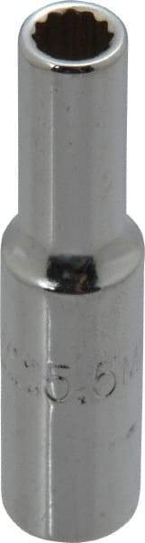 Proto - 1/4" Drive, Deep Hand Socket - 12 Points, 1-15/16" OAL, Chrome Finish - Caliber Tooling