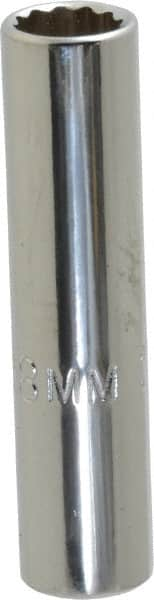 Proto - 1/4" Drive, Deep Hand Socket - 12 Points, 1-15/16" OAL, Chrome Vanadium, Chrome Finish - Caliber Tooling