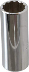 Proto - 1/4" Drive, Deep Hand Socket - 12 Points, 1-15/16" OAL, Chrome Finish - Caliber Tooling