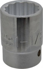 Proto - 1-1/8", 3/4" Drive, Standard Hand Socket - 12 Points, 2-7/32" OAL, Chrome Finish - Caliber Tooling