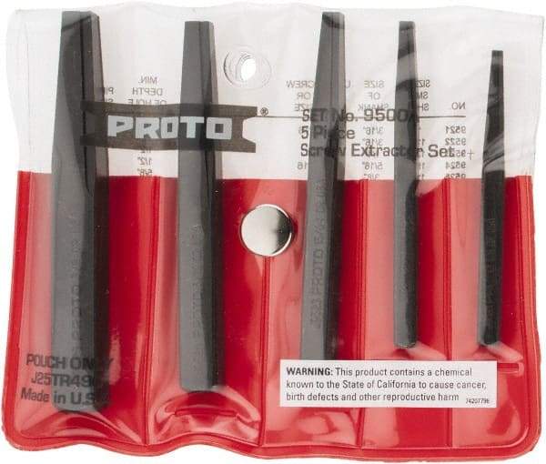 Proto - 5 Piece Screw Extractor Set - Screw Range 3/16 to 3/4" - Caliber Tooling