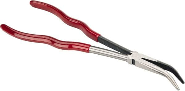 Proto - 11-3/8" OAL, 2-9/16" Jaw Length x 23/32" Jaw Width, Long Nose Bent Nose Pliers - Smooth Jaw, Plastisol Handles - Caliber Tooling