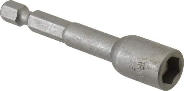 Irwin - 5/16" Magnetic Nutsetter - 1/4" Hex Drive, 2-9/16" OAL, 1/2" Socket Nose Diam - Caliber Tooling