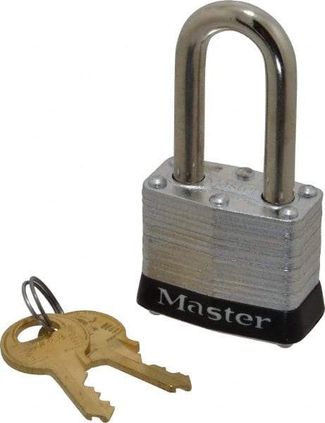 Master Lock - Keyed Alike Retaining Key Conductive Lockout Padlock - 1-1/2" Shackle Clearance, 9/32" Shackle Diam, 1-1/4" Body Height x 1-9/16" Body Width, Black, 4 Pins - Caliber Tooling